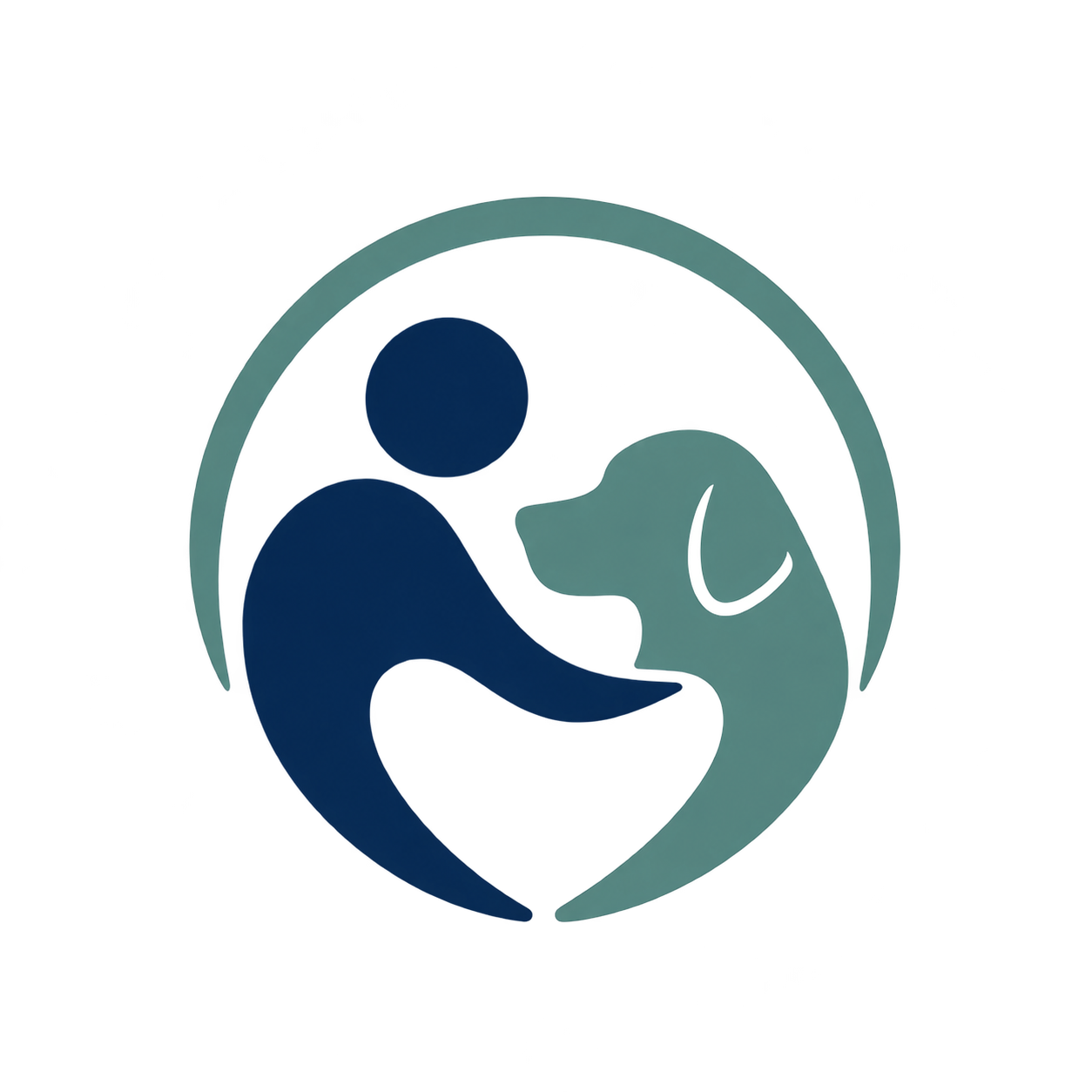 Better Dog People logo featuring a stylized person and dog forming a heart shape inside a circular outline.